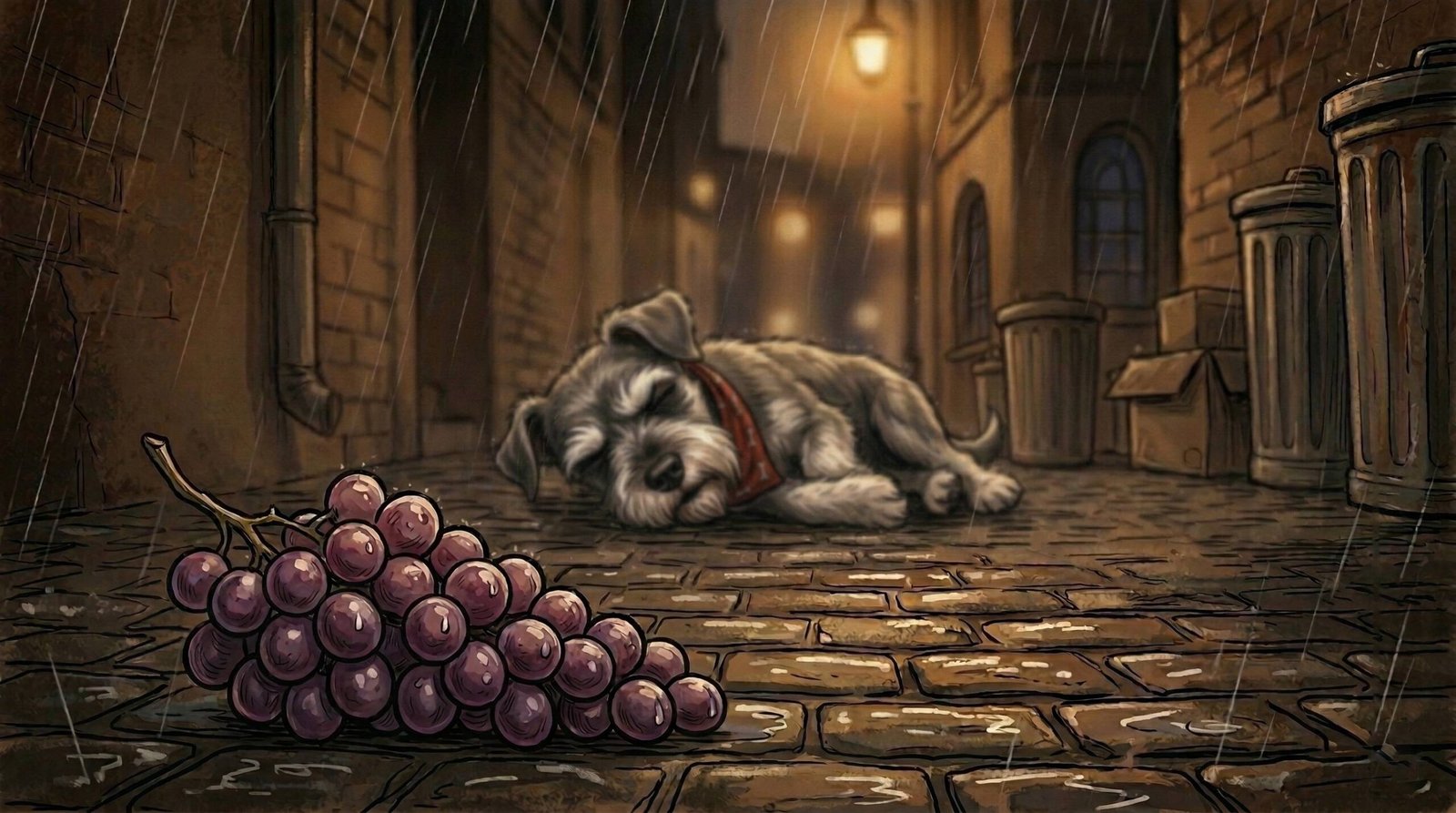Ham is feeling sick after licking grapes in alley dangerous toxic food warning.