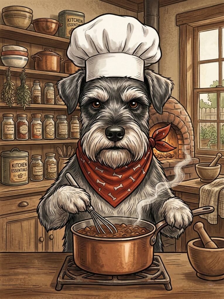 Ham the Miniature Schnauzer with red bandana