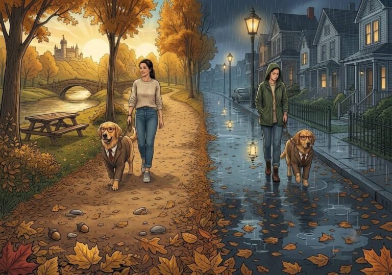 Alfred and The Therapist compare the ideal dream of dog ownership with the rainy everyday reality before getting a dog.